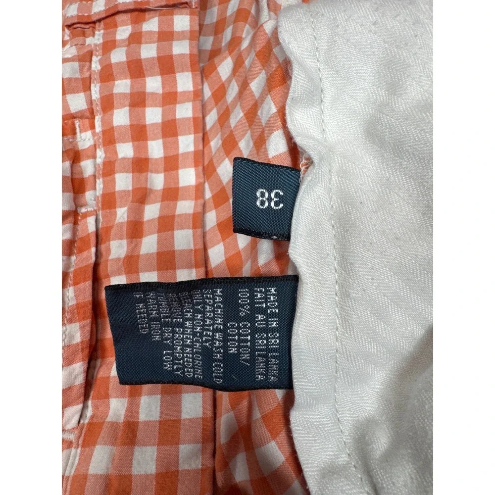 Polo Ralph Lauren Suffield Shorts Mens 38 Orange White Gingham Check Cotton 8.5